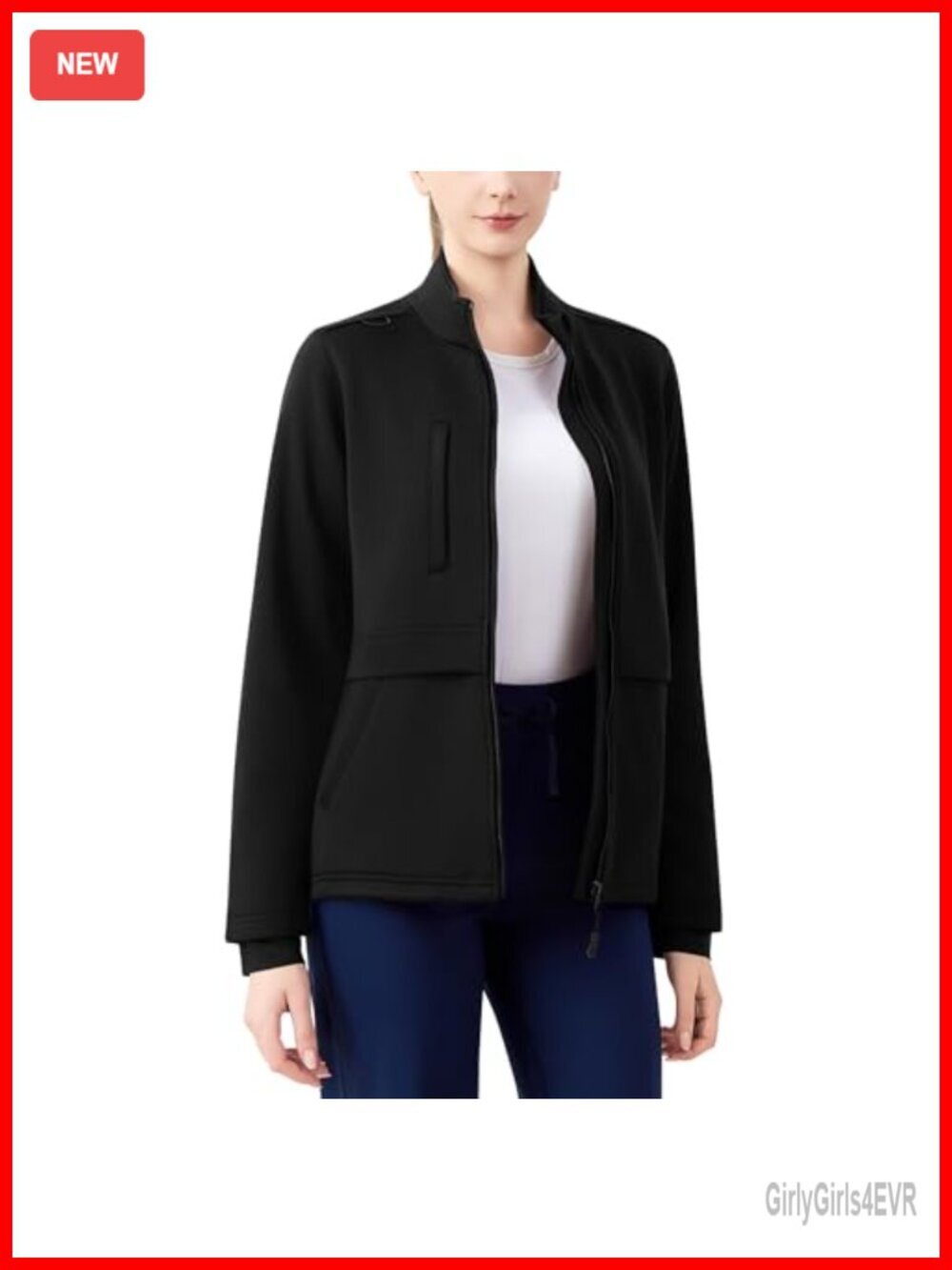 Heavyweight Bonded Fleece Scrub Jacket with 5 Pockets Zip Up